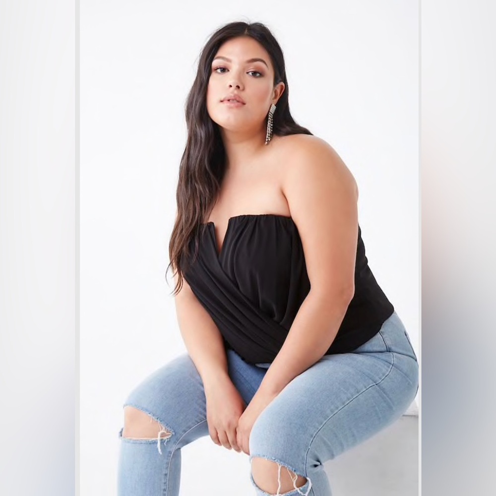 Plus Size V-Wire Chiffon Tube Top